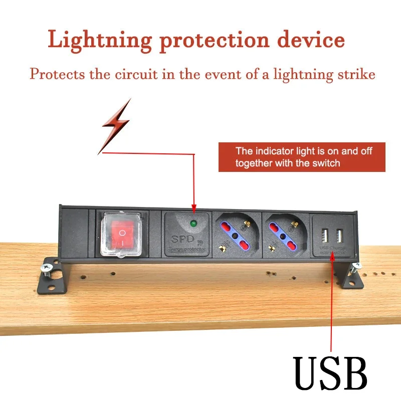 STRIDER RUI PDU power strip network cabinet rack,desktop hidden socket German Italian socket1-8AC Surge protection1.2m /2m  line