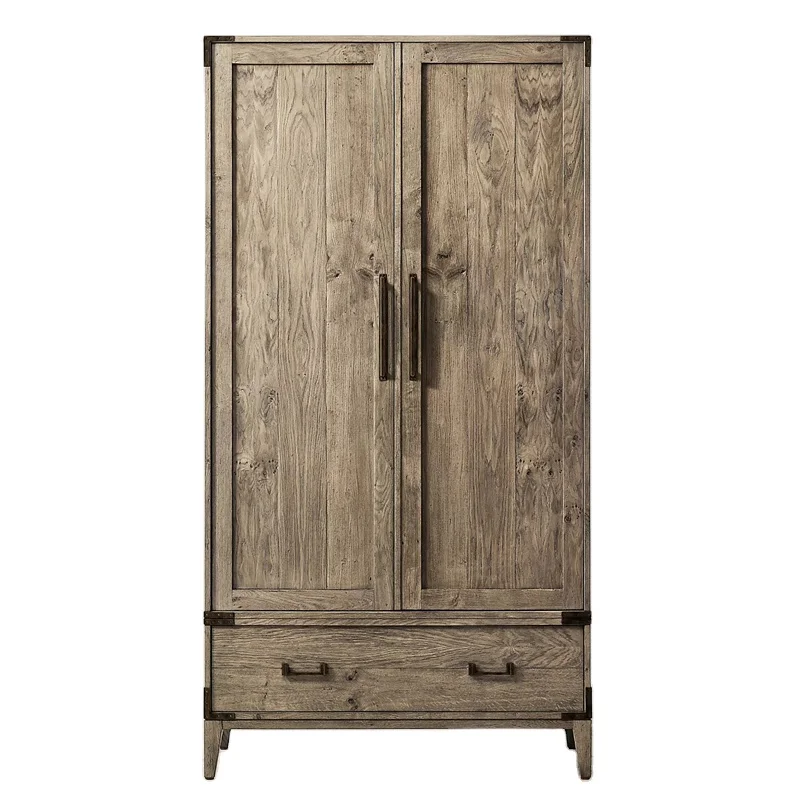 

High Quality Wholesale Wardrobe Closet Solid Wood Double Door Storage with Drawer for Bedroom Furniture Customized Size