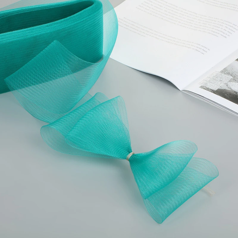 Soft Polyester Mesh Ribbon Flat Plain Crinolines Braid with Horsehair Fabric for Hats Craft Wedding Dress 3cm 5cm 6cm