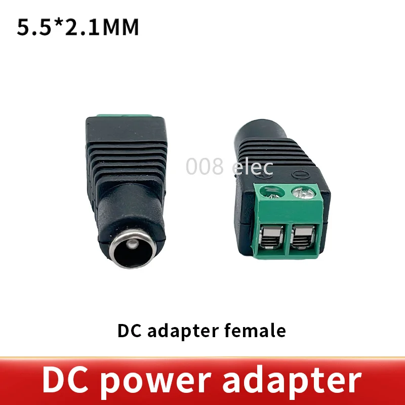 5 Set 10 pcs Cameras 2.1mm x 5.5mm Female Male DC Power Plug Adapter  Female Plug Jack Adapter Connector Male Plug Socket green