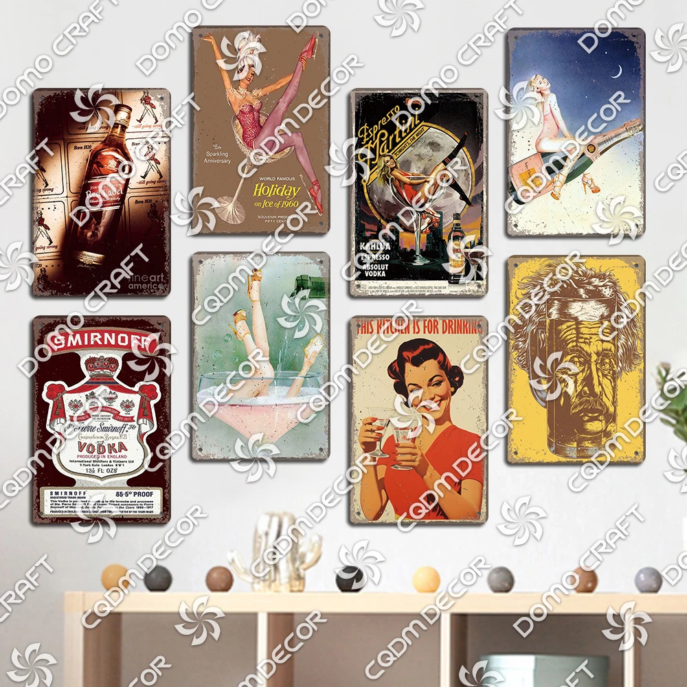 Retro Whiskey Girl Poster Metal Tin Sign Sexy Girls Scotch Malt Whisky Metal Plaque Bar Pub Dining Room Wall Art Decor