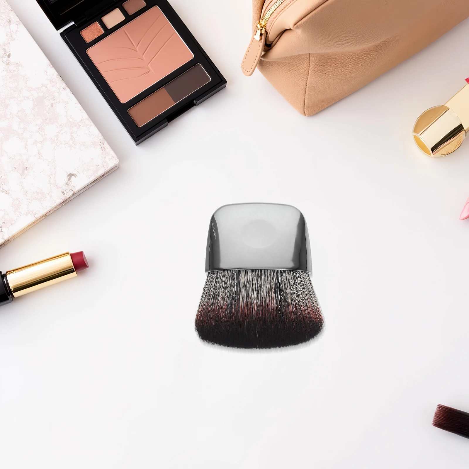 

Soft Compact Mini Makeup Flat Top Foundation Powder Blush Tool For Women Travel Portable Facial Duster Brush Soft Hair
