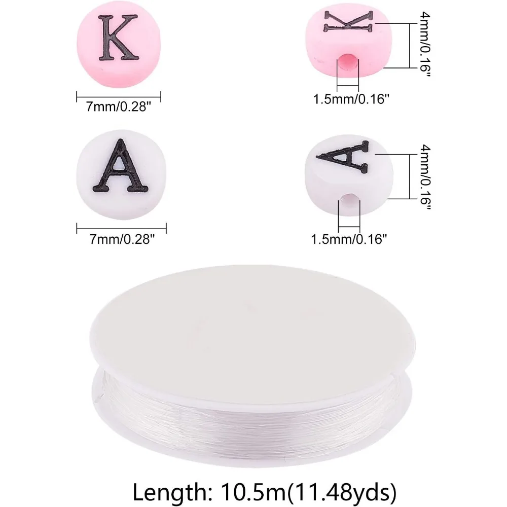 مجموعات صنع الأساور المطاطية ذات الخرز الأبجدية اليونانية مع خيط كريستال مرن واضح لصنع المجوهرات طقم أساور قلادة ذاتية الصنع