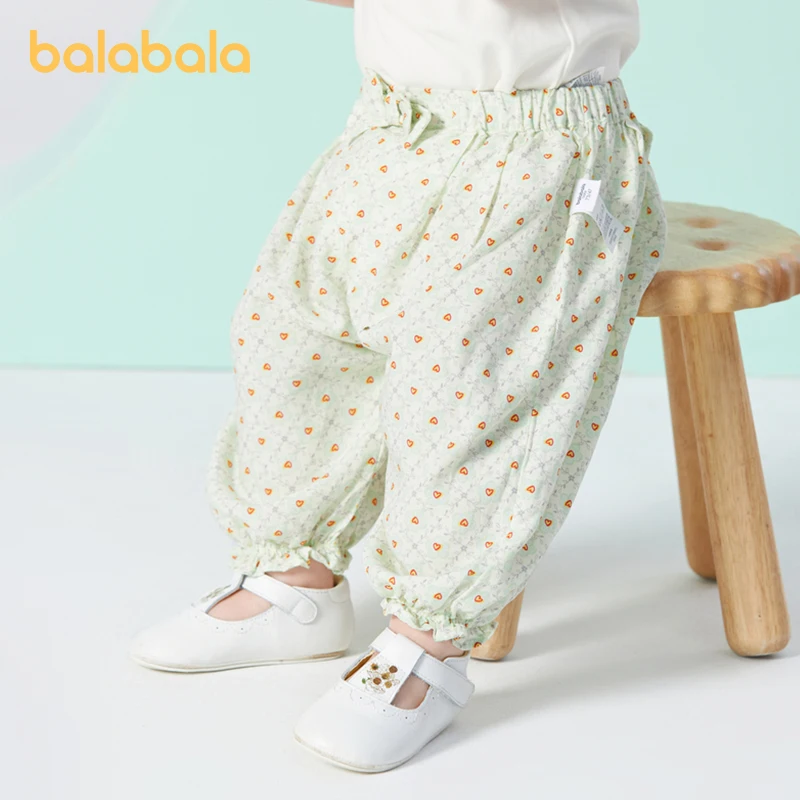 Balabala Baby Pants Girls  Infant Long Pants Casual Pants 2024 Summer New Outerwear Fashionable Trendy Loose and Comfortable ﻿