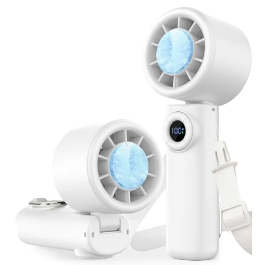 Portable Handheld Turbo Fan with Ice Cooling, 100 Levels Stepless Speed, 15H Long Battery Life, 10500RPM Turbo Fan Rechargeable