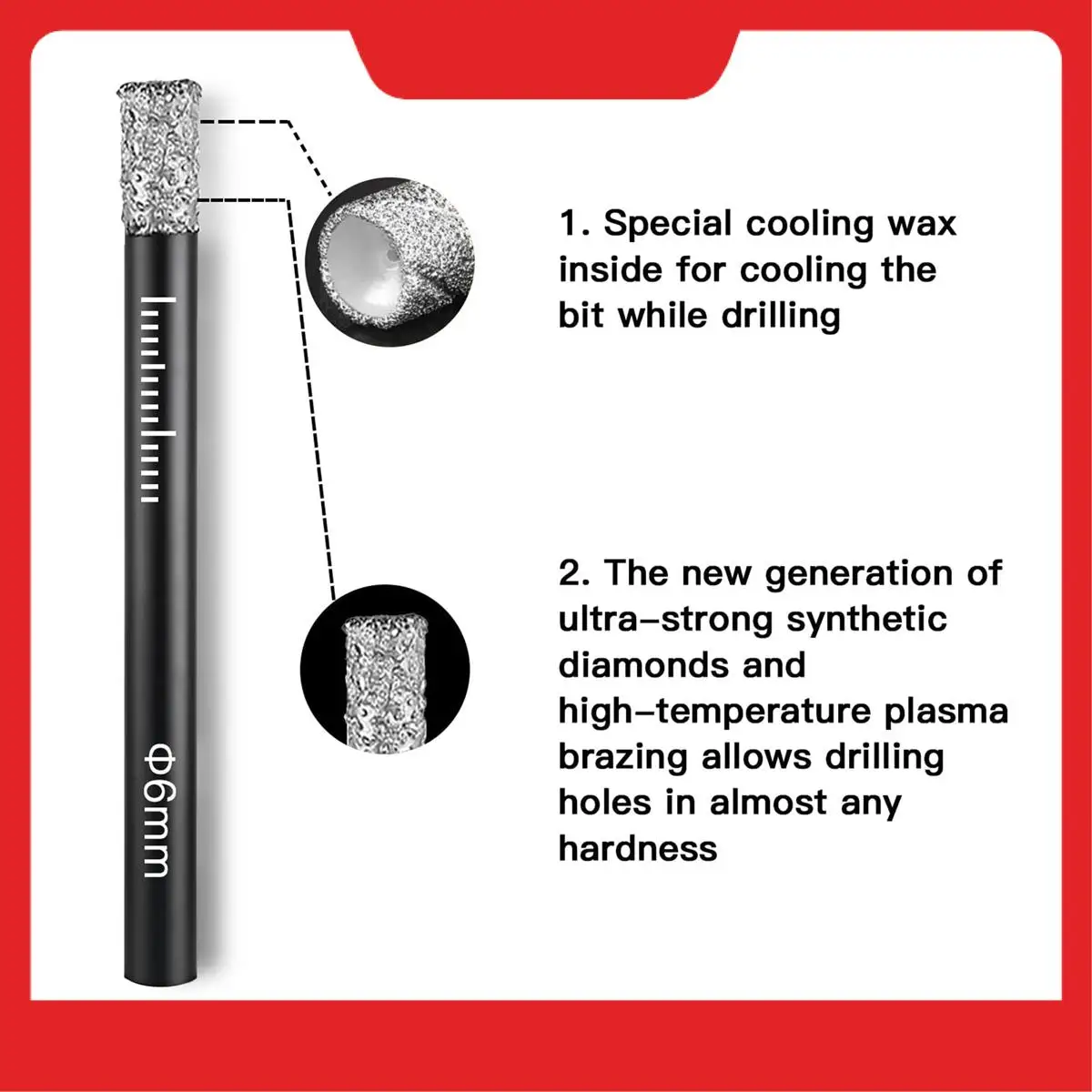 

A32HOT-6 Pcs Diamond Drill Bit Porcelain Tile Drill Bit 6Mm 8Mm 10Mm 12Mm Tile Drill Bits Sets Round Shank Dry Drill Bits