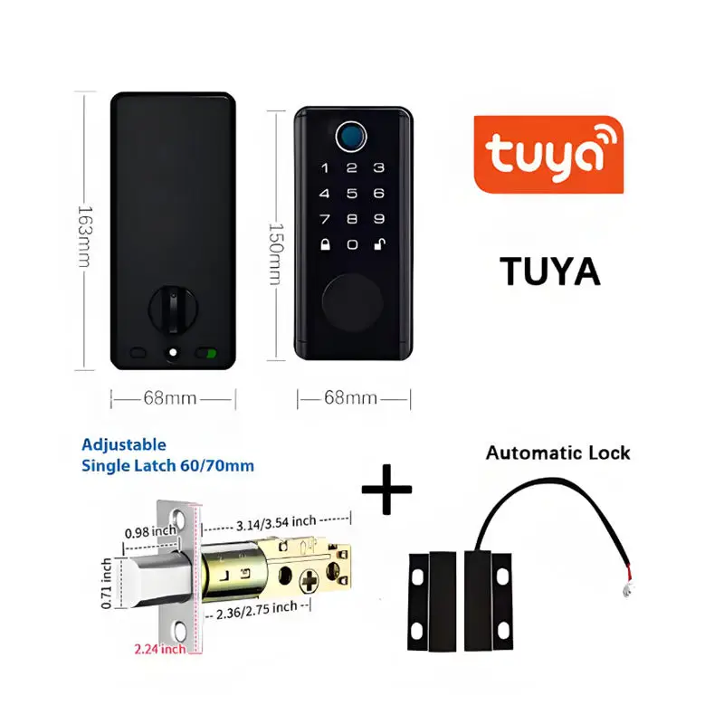 TUYA TTLOCK Security Serrure Intelligente Fingerprint Fechadura Digital Keypad Home Automatic Deadbolt Smart Lock for Front Door