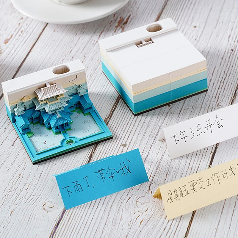 3D Sticky Notes Creative Hand-tear Paper Carving Crafts Home Study Office Desktop Decorations Ornaments Student Gifts