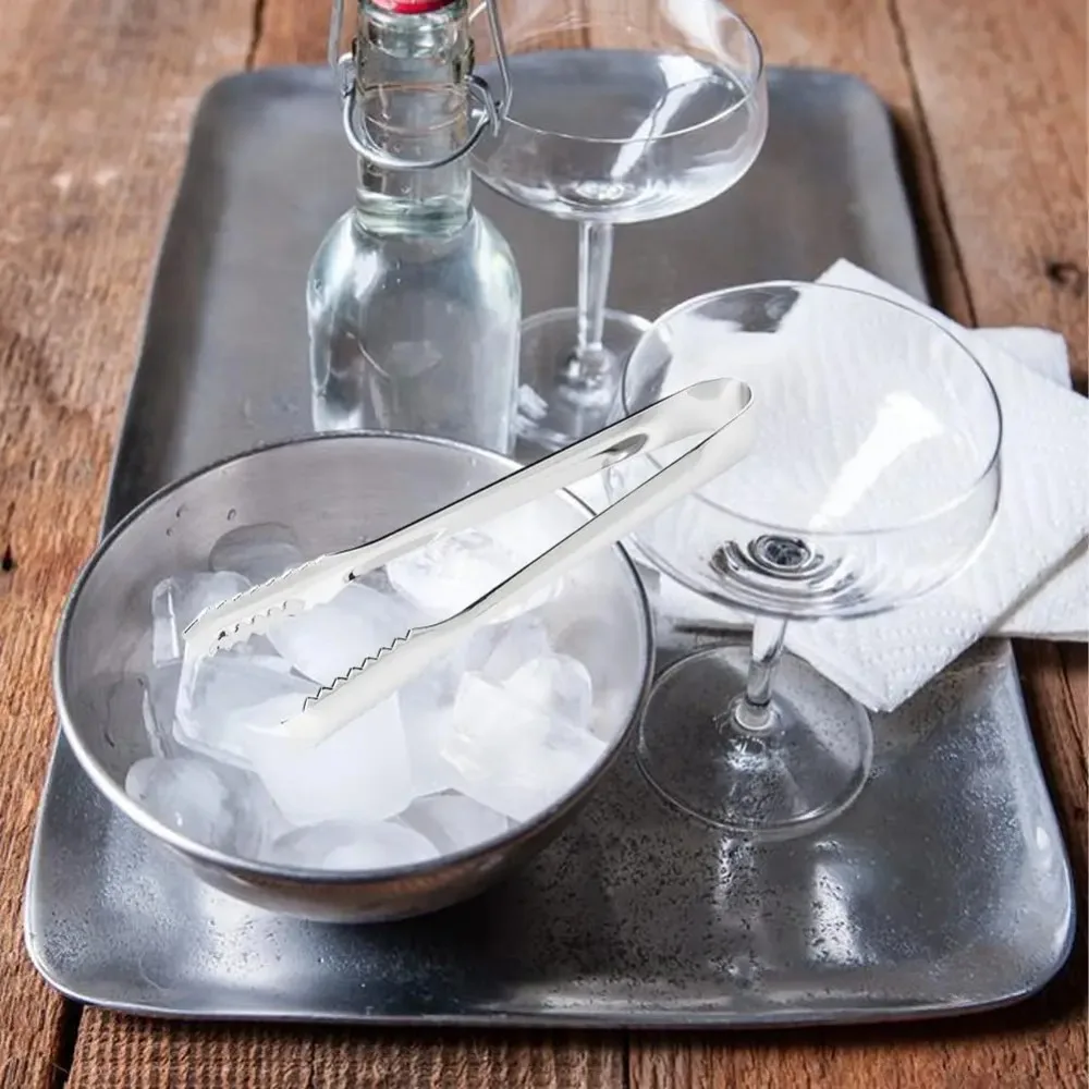 Stainless Steel Barbecue Tongs Ice Cube Clamp Sawtooth Kitchen Clips Dessert Tong for Ice Bucket Sugar Restaurant Home Party view 4