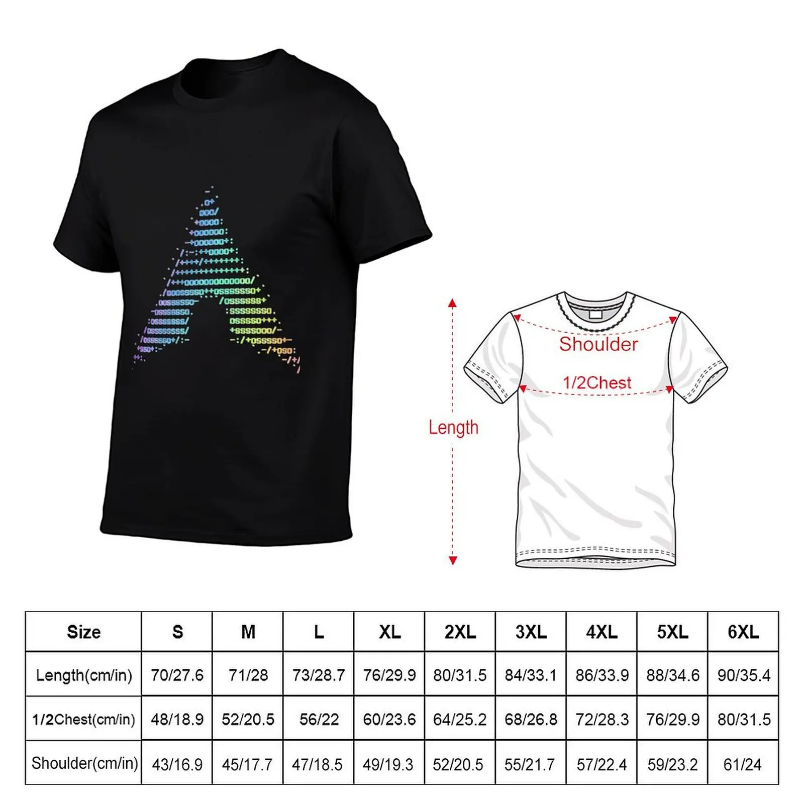 Arch-Linux-Rainbow-ASCII-Logo-- T-Shirt Halloween Casual T-Shirt