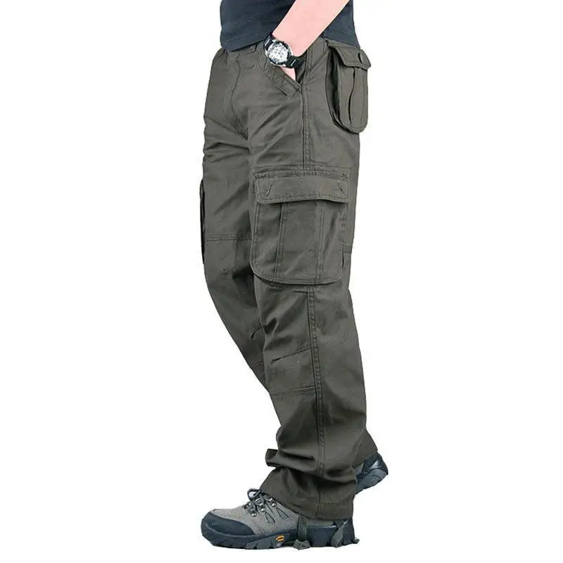 Men\'s Cotton Cargo Pants Spring Autumn Casual Multi Pockets Long Trousers For Men Straight Slacks Military Tactical Pants Man