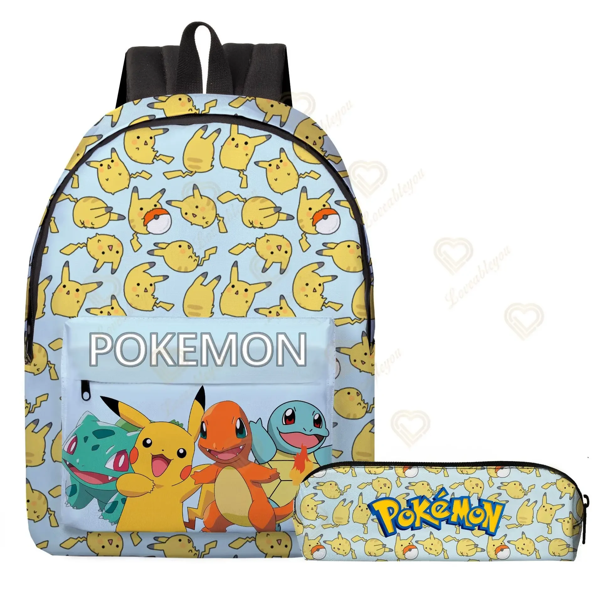2 stks/set Anime Pikachu Pokemon Afdrukken Rugzak School Pikachu Jongens Meisjes Mode Laptop Grote Capaciteit Schooltas voor Geschenken