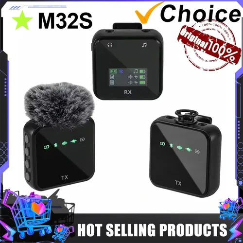 Micrófono de grabación de voz y Audio y vídeo con Bluetooth, sistema de micrófono Lavalier inalámbrico para iPhone, Android, cámara de entrevista para teléfono móvil