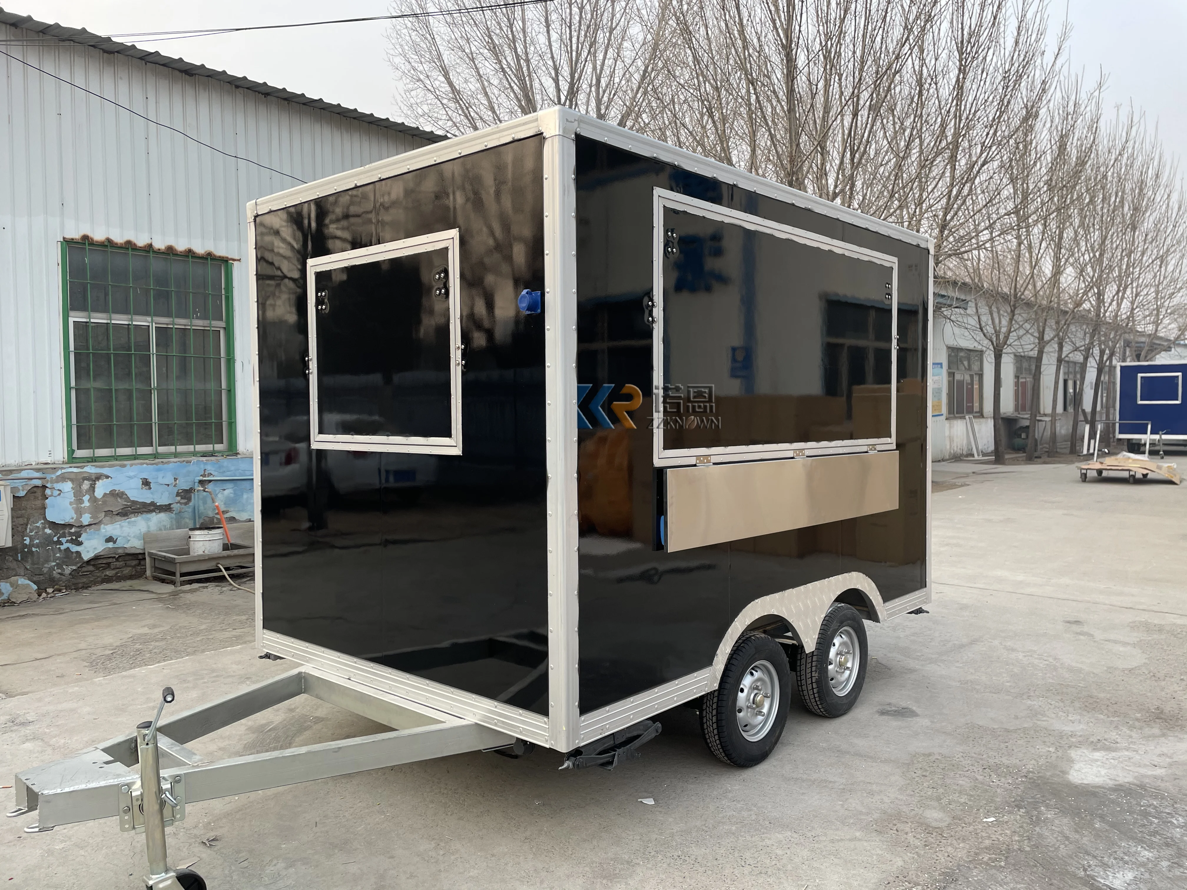 

Mobile Food Vending Cart Small Square Food Concession Trailer Hotdog Coffee Street Food Kiosk Catering Trolley Cart