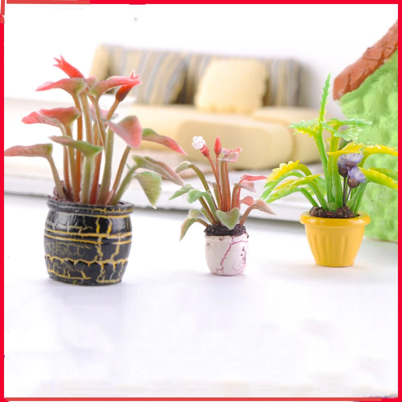 

5pcs 1:20 1:25 1:30 Miniature Vase Static Scenery Model Flower Pot Garden Potted Plant Dollhouse Accessories Interior Decoration