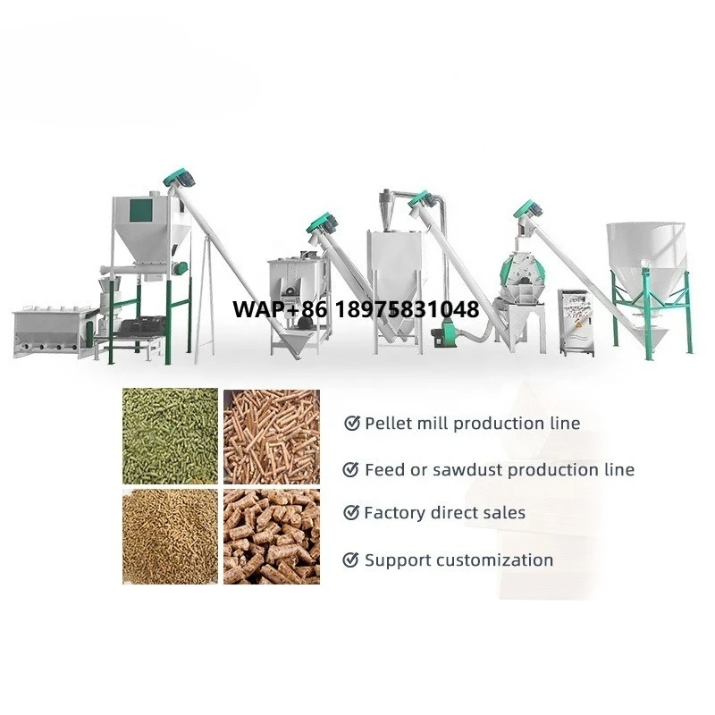Peletizadora de Alimento Animal de 200-500 kg, Máquina Procesadora de Alimento para Animales, Línea de Producción de Alimento para Pollos