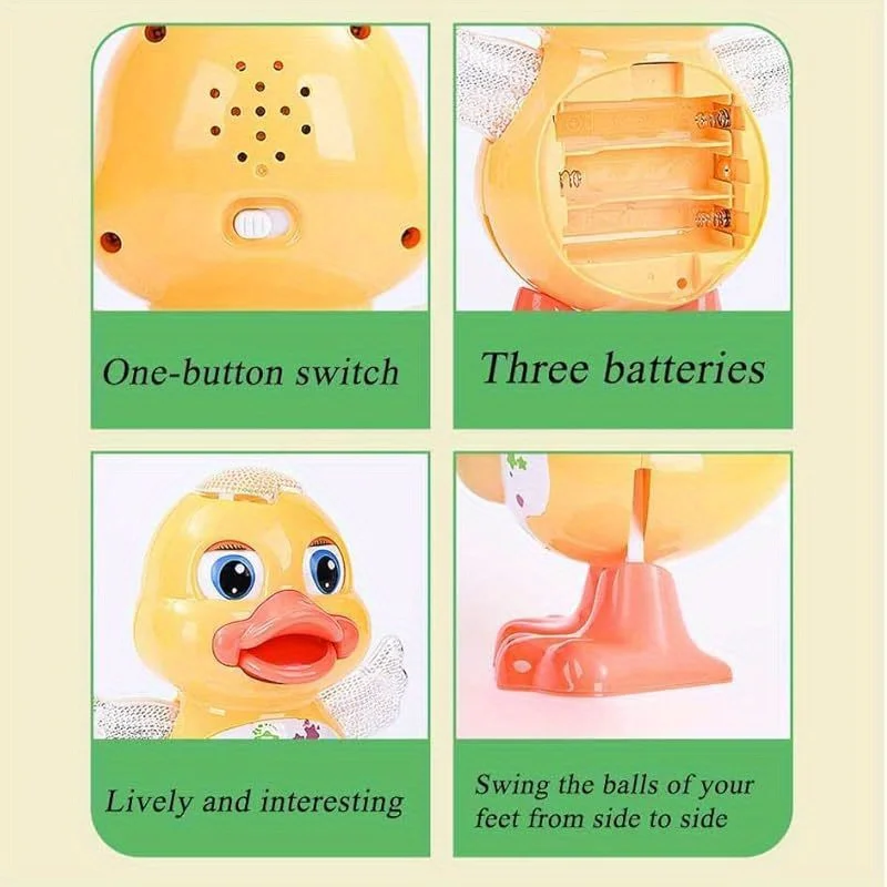 Giocattolo interattivo di anatra da ballo per bambini piccoli, musica, luci dinamiche, giocattolo educativo dei cartoni animati, regalo di Natale perfetto per i bambini