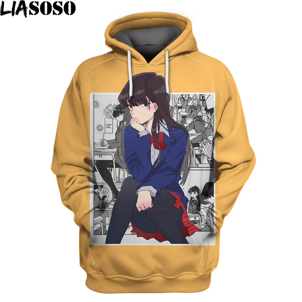 

LIASOSO 3D Print Hoodie Preppy Anime Girls Sweatshirt Casual Komi San Komi-San Can't Communicate Men's Sports Spring Autumn Coat