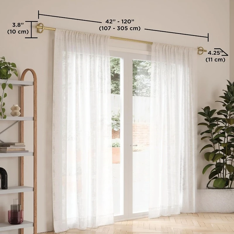 قضيب ستارة رينجليت للنافذة، قابل للتعديل من 42 بوصة إلى 120 بوصة، ذهبي #2