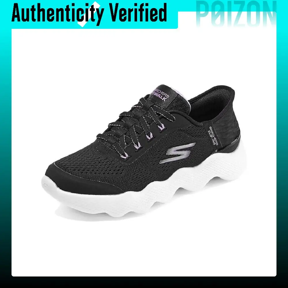 Skechers Go Walk Massage Fit Walking Shoes Women's Low-top Black/White/Purple 124916-BKLV view 4
