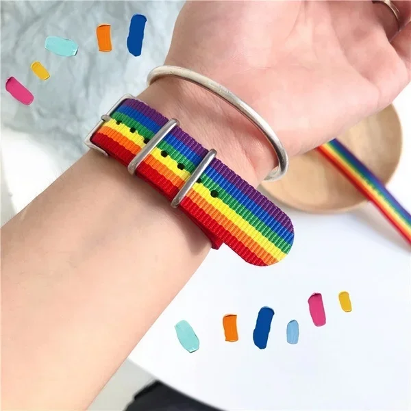 Delysia King Unisex Trendy Rainbow Couple Bracelet Simplicity Temperament Multicolor Wrist Band Birthday Present