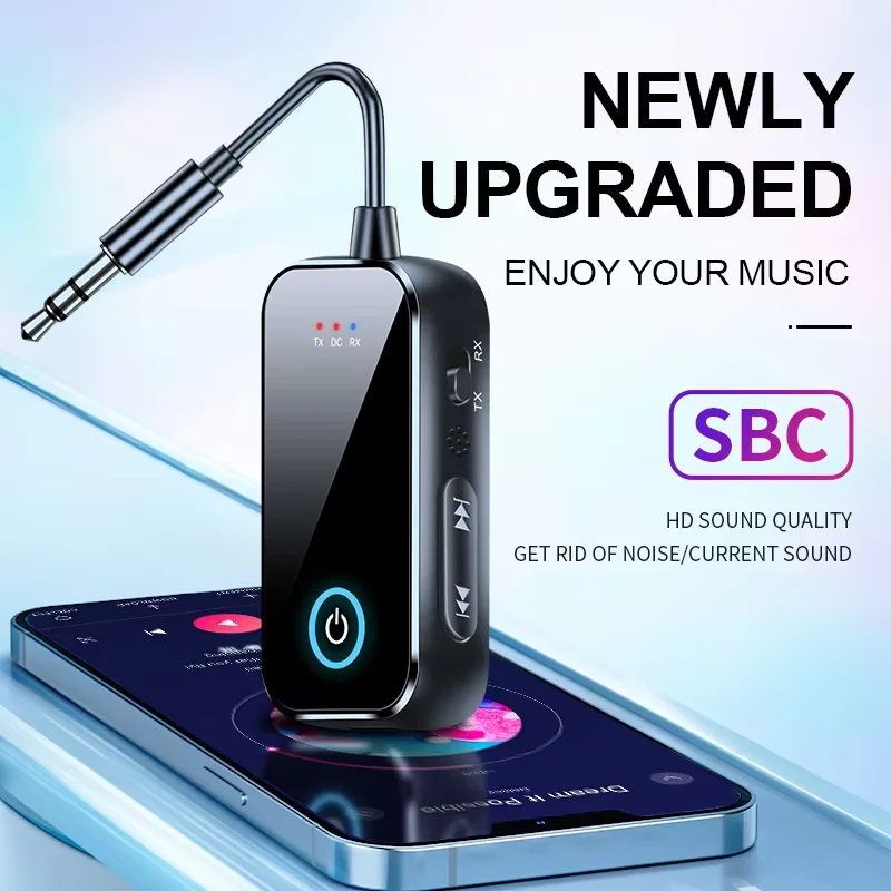 Беспроводной аудиоадаптер 2 в 1, Bluetooth 5,4, приемник-передатчик, 3,5 мм AUX, громкая связь, двойное подключение для автомобильного динамика, ТВ, ПК, самолета
