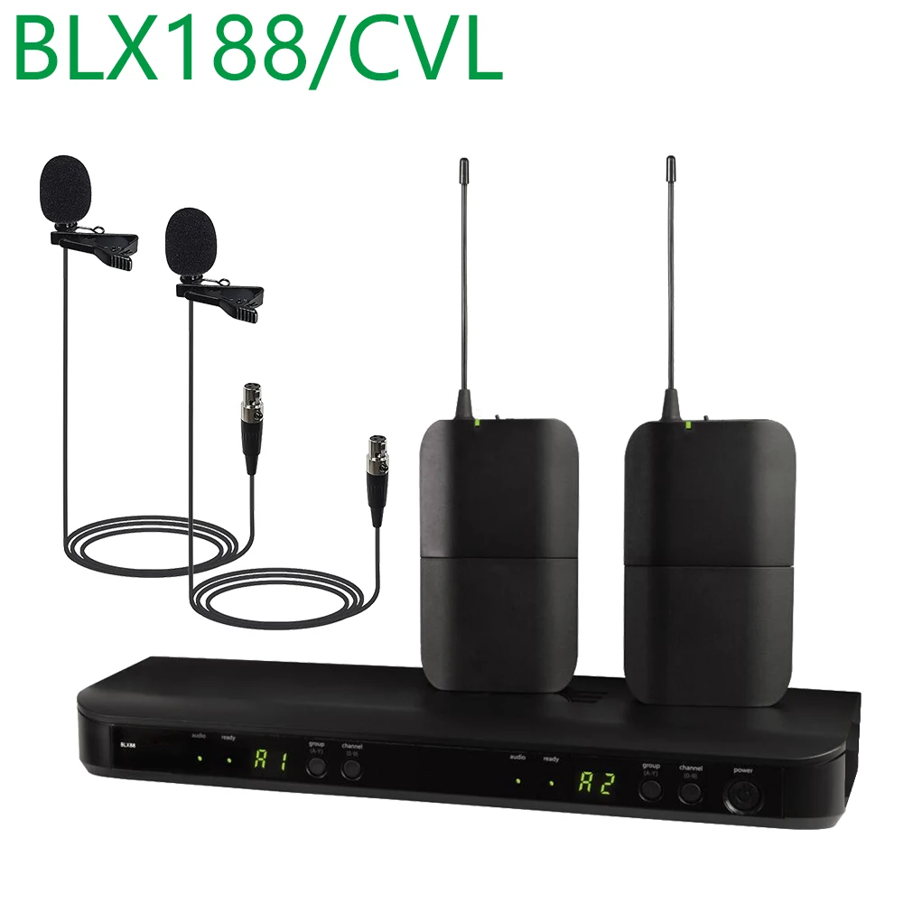 BLX188/CVL BLX288 BLX1 Dual-channel Wireless Microphone Presenter System with two CVL Lavalier Mic or Stage Performance Singing