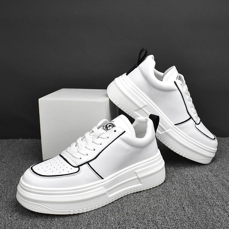 

men's casual white shoes lace-up original leather shoe breathable flats platform sneakers brand designer street footwear zapatos