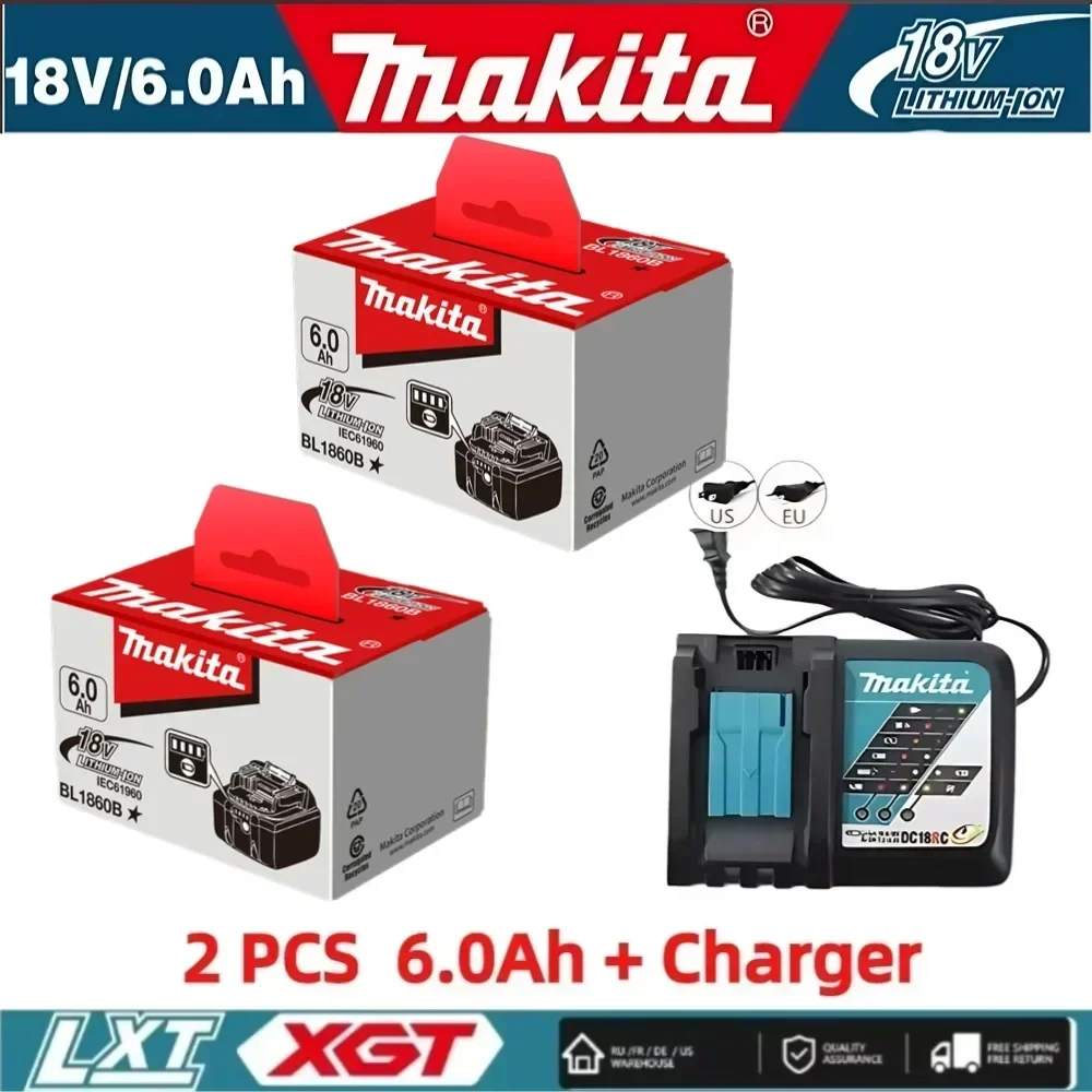 Makita-100% originele 6.0Ah 18V oplaadbare accu voor elektrisch gereedschap BL1830 BL1850 BL1840 BL1860 BL1815, vervangbare LED lithium-ion
