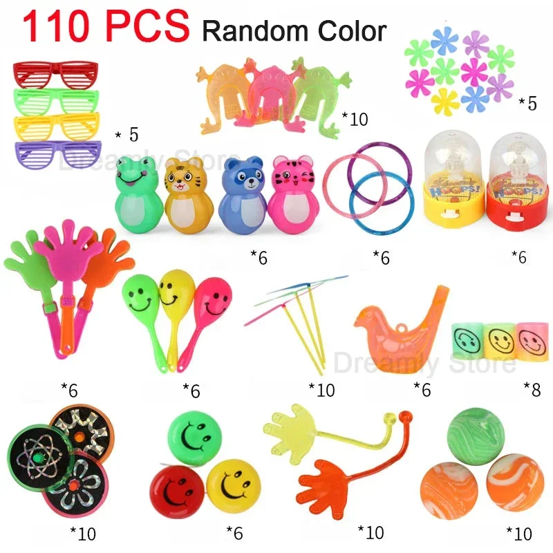 

110 Pcs Kids Party Favor Toys, Kids Assortment, Giveaway Pinata Stuffed Bulk Toys, Birthday Party