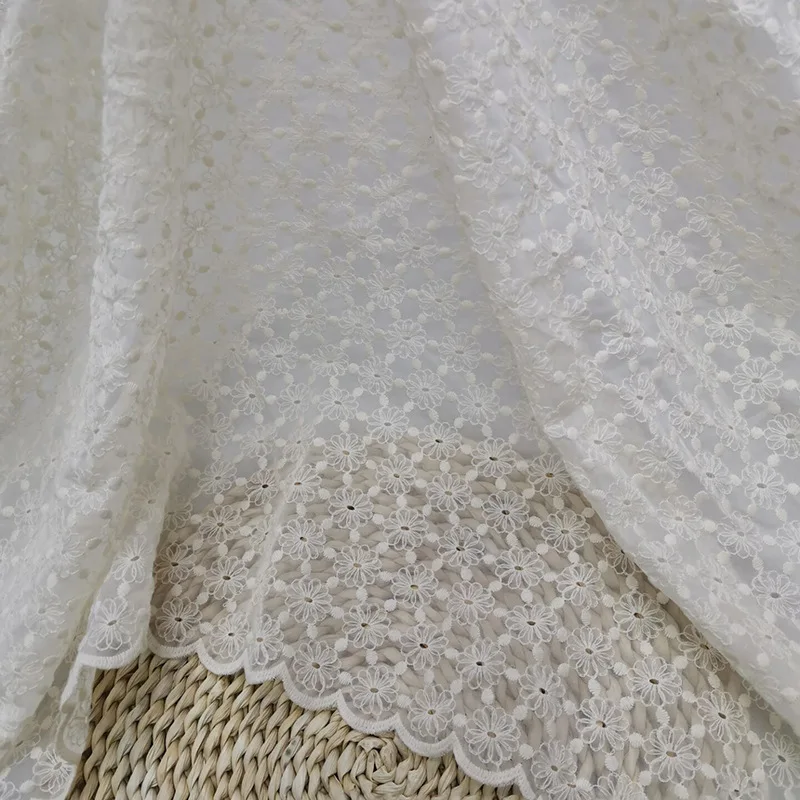 Small Daisy Floral Lace Embroidery Fabric Children's Clothing Women's Dress Diy Handmade Sewing Material