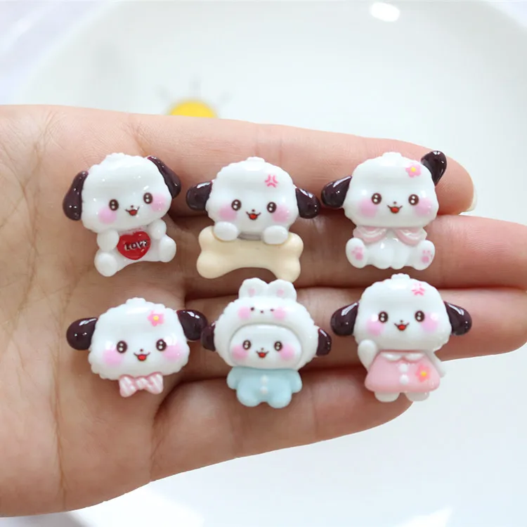 5pcs miniso series sanrio pochacco cartoon resin flatback cabochons diy crafts materials jewelry making charms