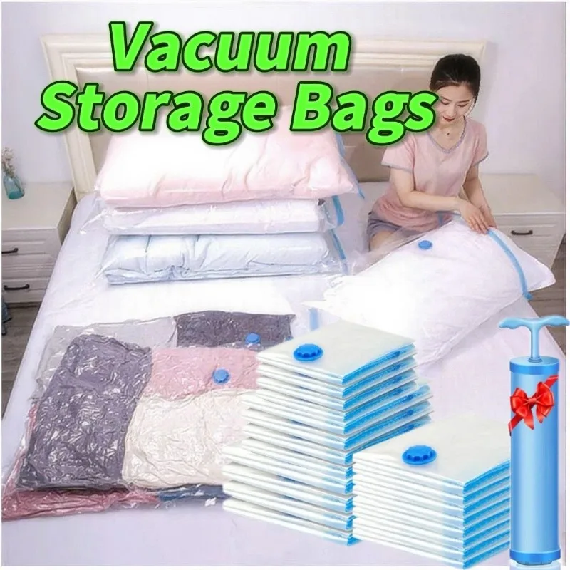 3Packs Travel Compression Bags, Travel Essentials Vacuum Storage Bags Space Saving Bags for Suitcases Organizer For Clothes