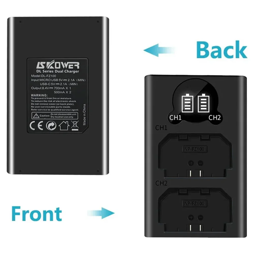 Dual Camera Battery Charger For Sony NP-FW50 FZ100 BX1 Canon LP-E6 E6NH E8 E17 NB-13L Fujifilm NP-W235 W126s Nikon EN-El15 EL25