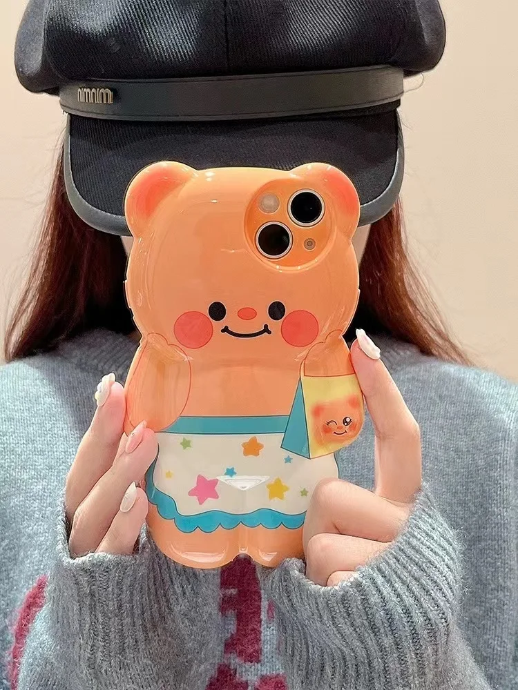 3D Butter Bear Suitable For iPhone 15 Pro Max Phone Case 14 13 Pro Soft Case 12 11 Phone Case