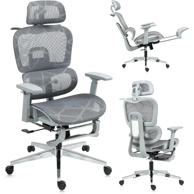 

Эргономичное офисное кресло с сеткой и подставкой для ног, большое и высокое сетчатое кресло для домашнего офиса, компьютерное офисное кресло с высокой спинкой, с подставкой для ног,