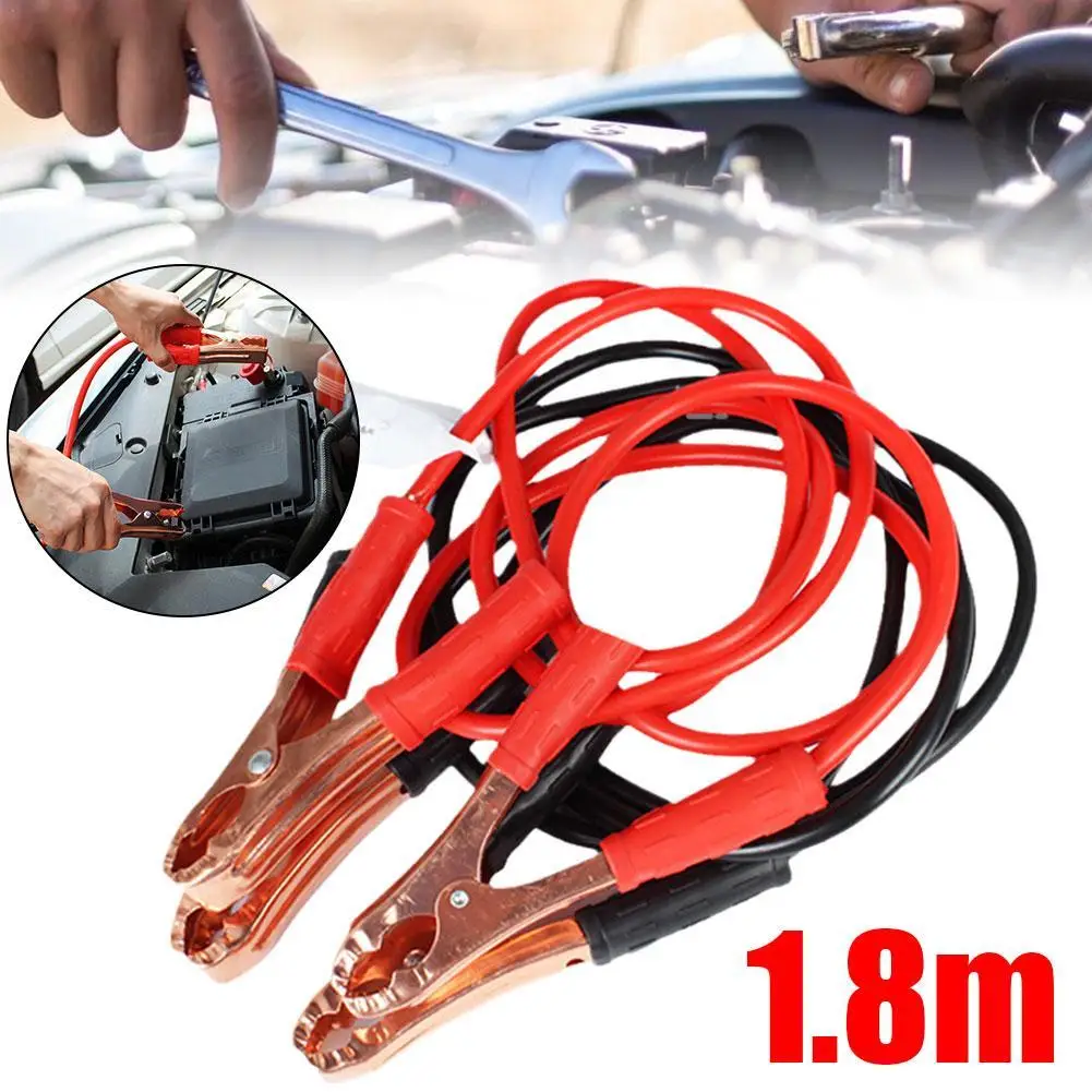 500A 1.8 Meters Car Battery Clamp With Fire Line Battery Cable Emergency Kit Universal Truck SUV Double-ended With Clamps Clips