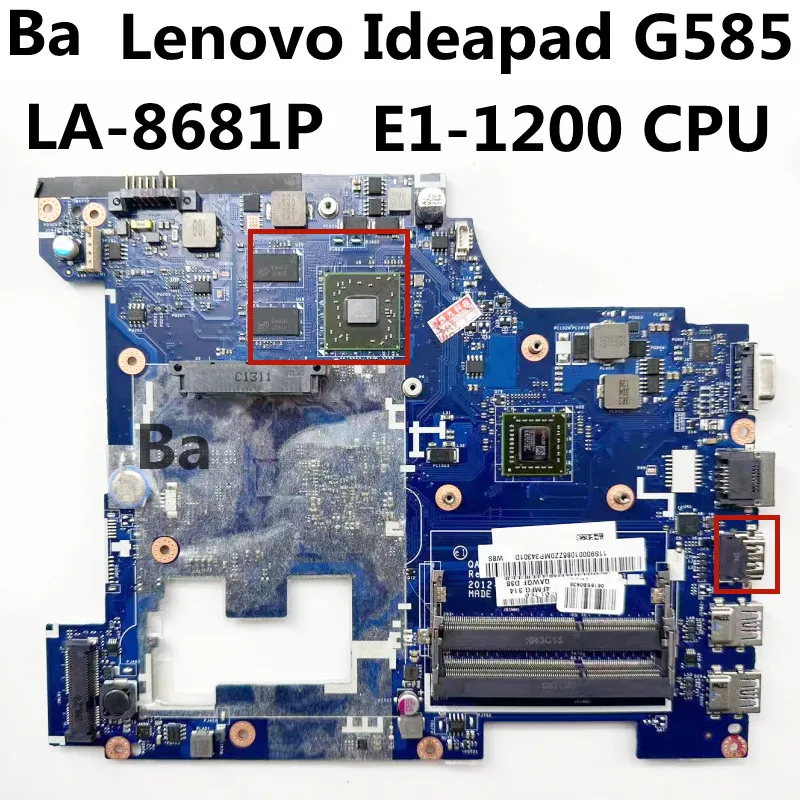 

For lenovo G585 laptop motherboard LA-8681P motherboard AMD EM1200 CPU AMD 216-0774207 GPU DDR3 100% test work