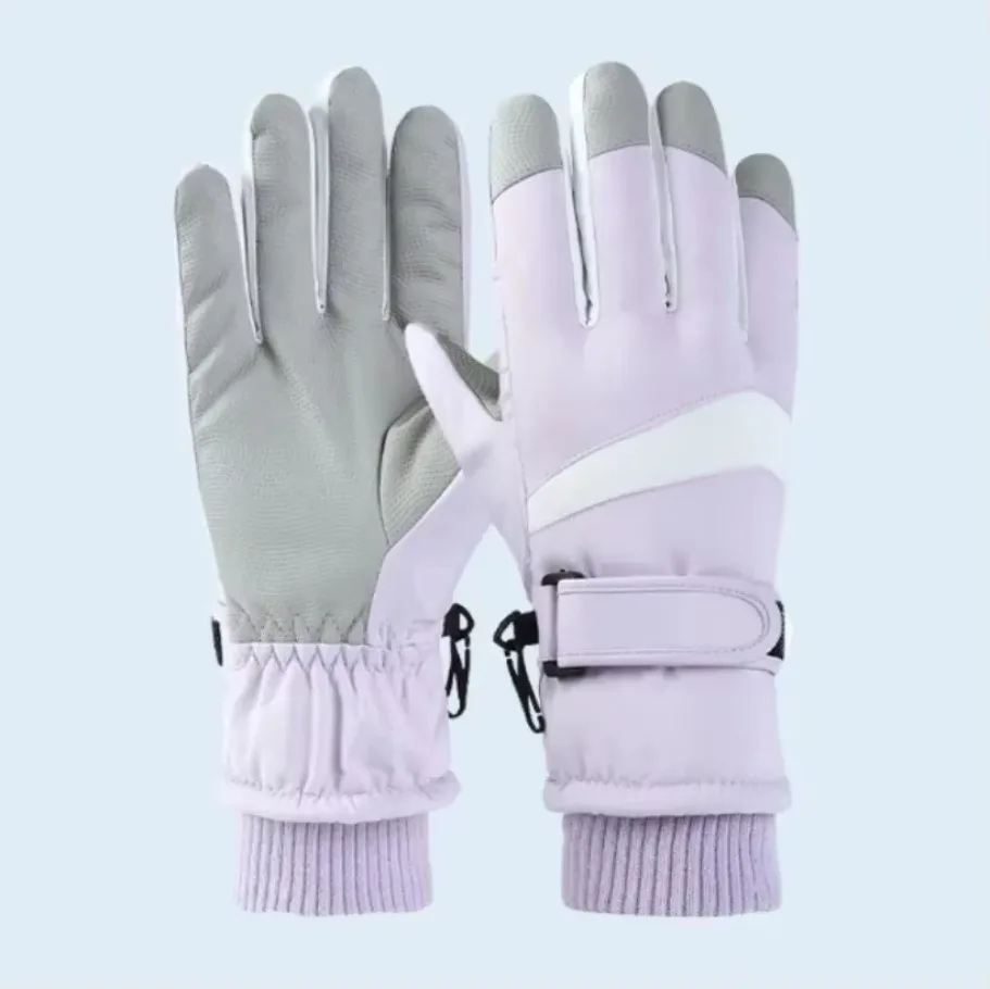 Gants de ski coordonnants pour hommes et femmes, gants en coton, laine épaissie, chaud et froid, écran tactile de moto, extérieur, hiver, 1 ensemble