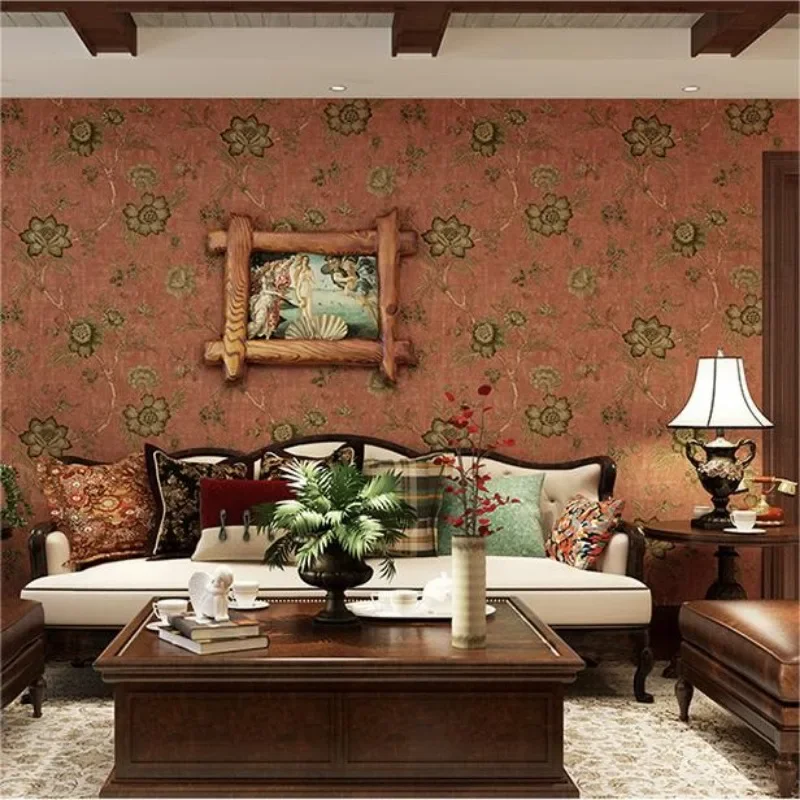 ورق حائط أمريكي ثلاثي الأبعاد غير ذاتي اللصق، ورق حائط للأريكة الرجعية، ورق حائط لخلفية التلفاز، مقاوم للماء، قماش غير منسوج لتزيين المنزل