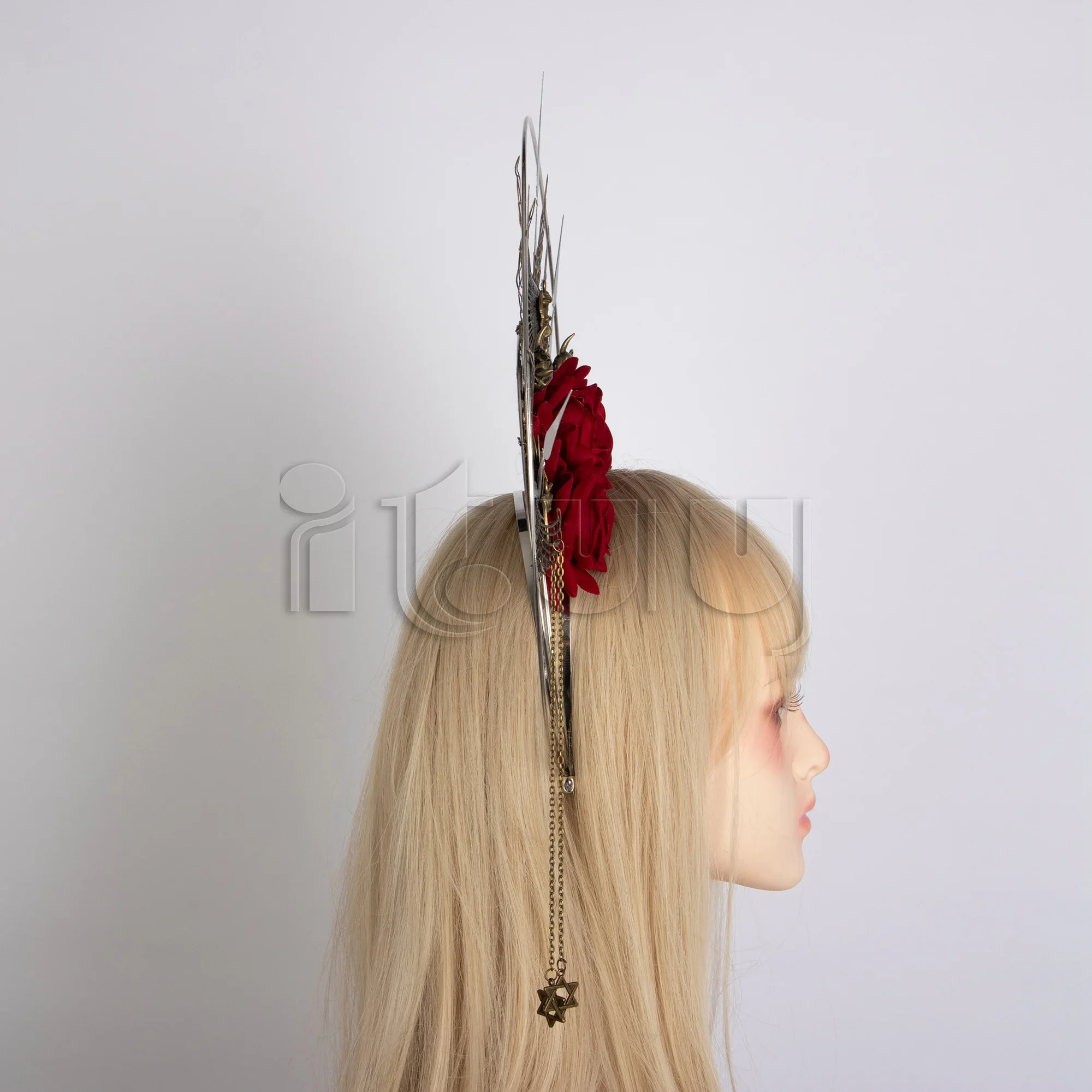 فاسق مسنبل تاج خوذة القوطية لوليتا الملكة آلهة تأثيري الباروك زهرة الورد هالة عقال التنين الجمجمة إكسسوارات الشعر