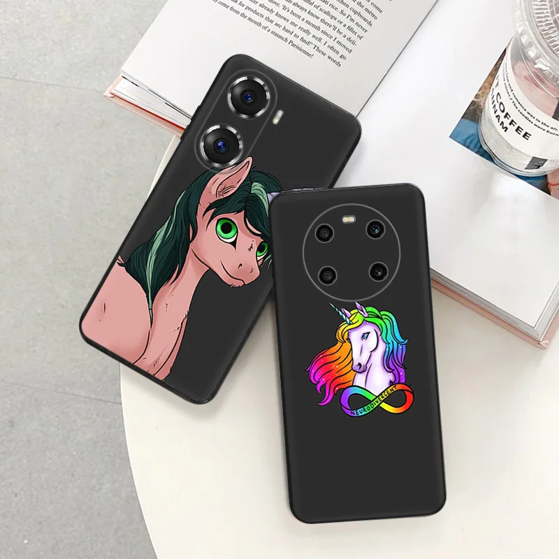 Onur X7b X7 X8 X9 b X6a için telefon kılıfları 90 70 X8b Magic5 renkli sevimli Unicorn piksel 6 7 6a 7a 8a 8 Pro kabuk siyah kılıf kapak