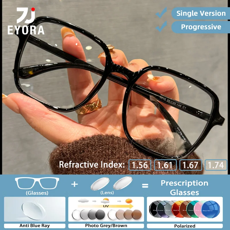 

EYORA Retro TR90 Large Frame Reading Glasses for Women Myopia and Hyperopia Anti Blue Light Progressive Photochromic Glasses