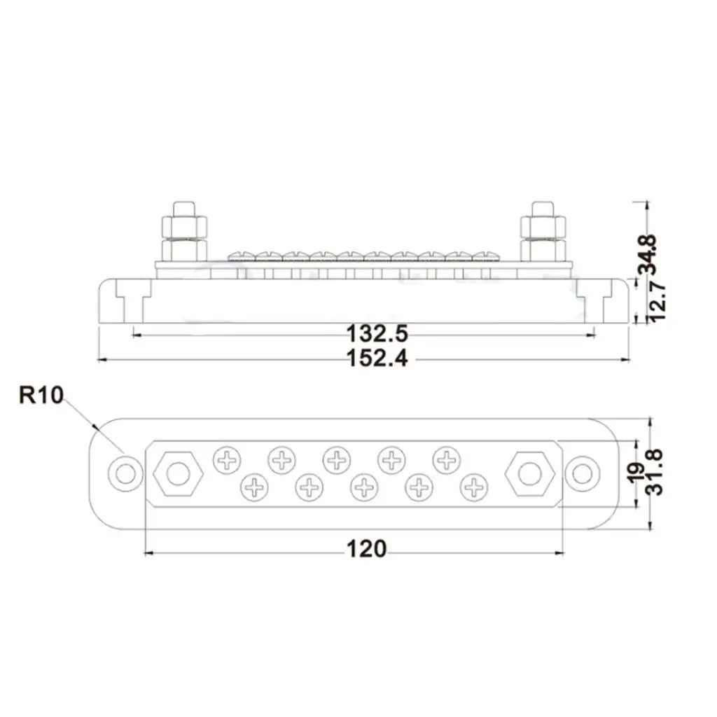 Barre omnibus marine en acier inoxydable pour bateau argenté, borne électrique Shu10 P