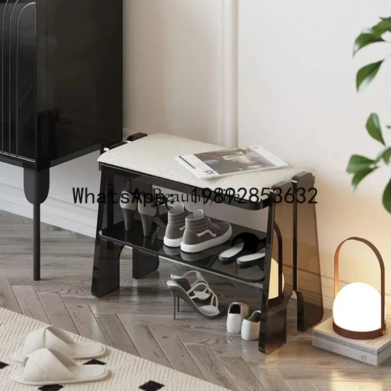 Acrylic shoe change stool living room soft bag seat cushion enters the door entrance creative home