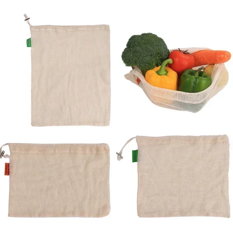 Organic Cotton Net Bag Drawstring Bundle Mouth Vegetable and Fruit Bag Cotton Net Bag Can Be Recycled and Sold Well
