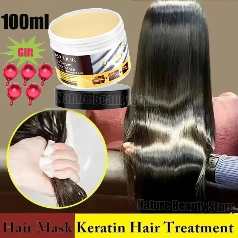 

Collagen Keratin Hair Mask Dual Oil Control Moisturizer Conditioner Soft Smooth Frizz Damaged Repair Revitalize HairCare Product