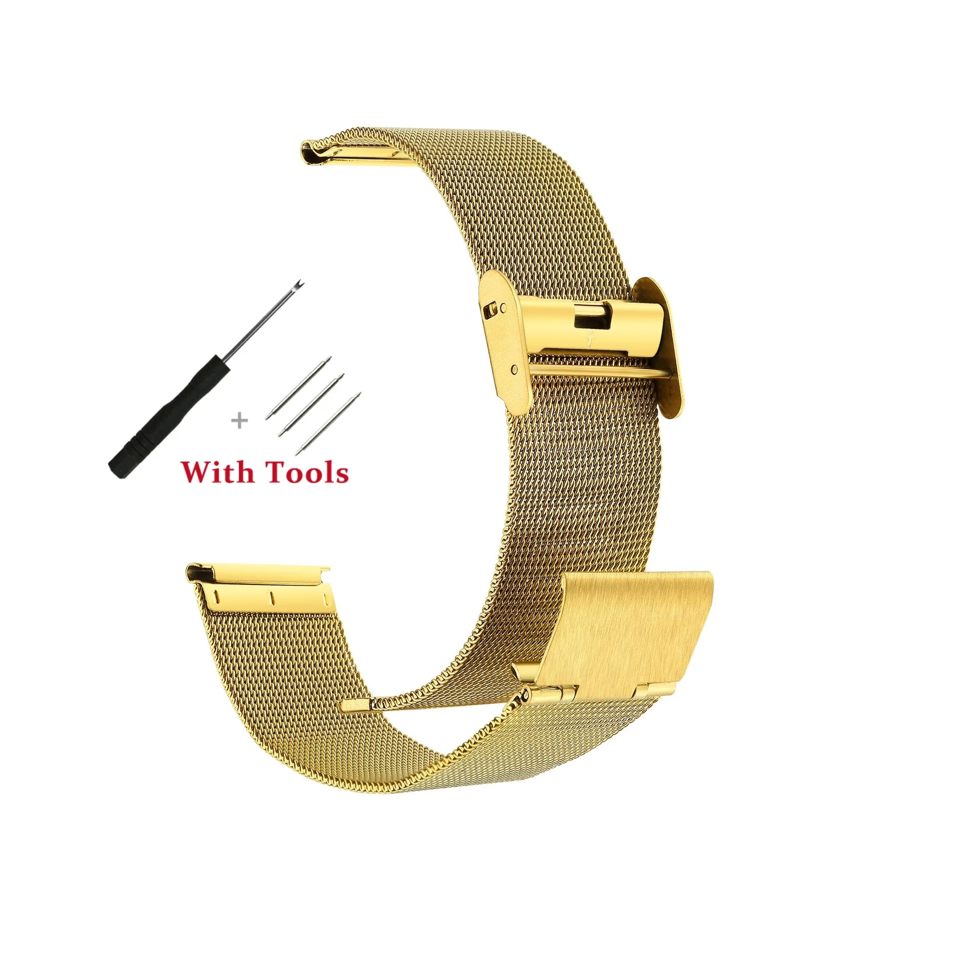 10mm 12mm 14mm 16mm 18mm 20mm 22mm 24mm Stainless Steel Milanese Watch Strap Gold Metal Watch Band Universal Watch Bracelet