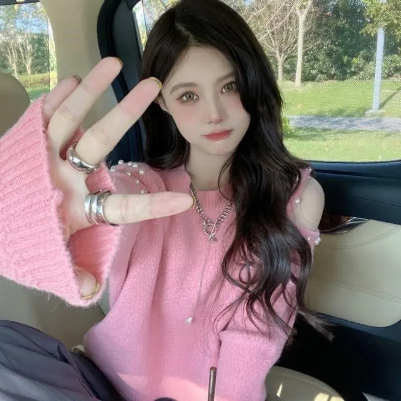 2023 Spring Autumn New Unique Sweater Women Careful Machine Shoulder Short Small Popular Knitted Shirt Top Pullovers Knitwear