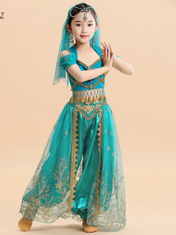 

Aladdin Princess Costume Set Children's Halloween Performance Outfit Jasmine Princess Dress Girls' Dance Costume